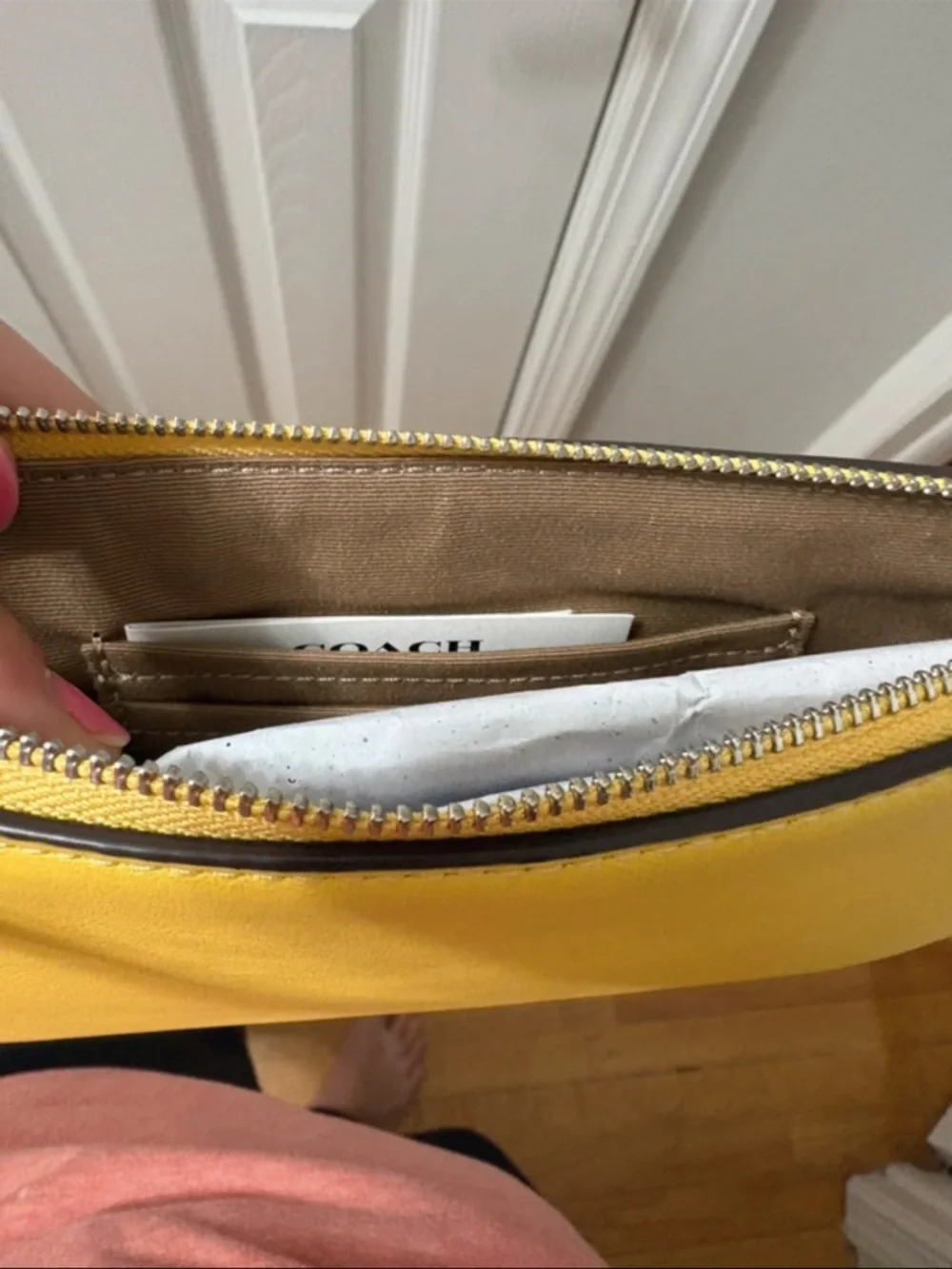 Coach Yellow Leather Wristlet Clutch